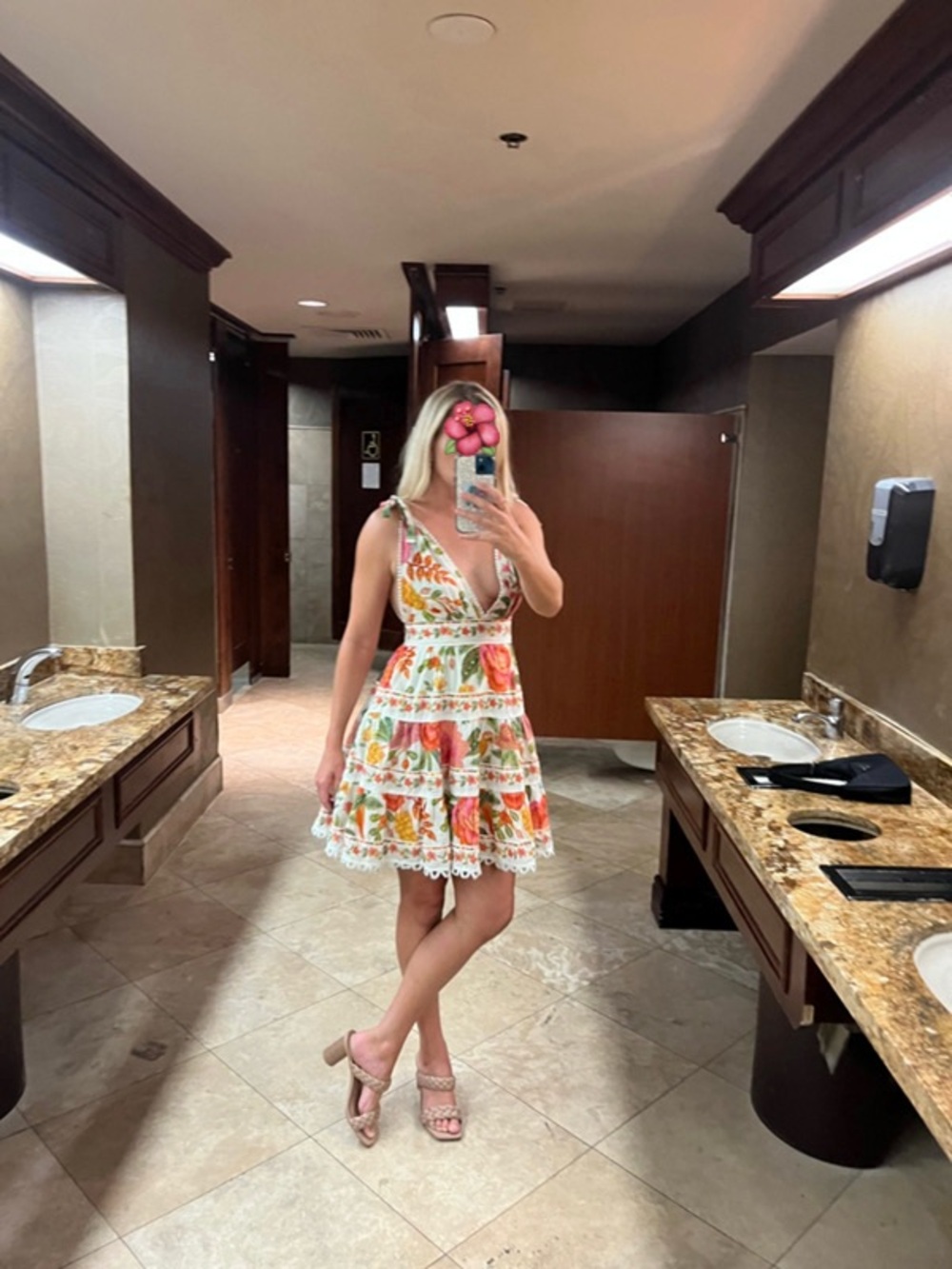 FARM Rio Cotton White Floral Mini Dress with Pink, Orange and Green Print - Picture 7 of 12